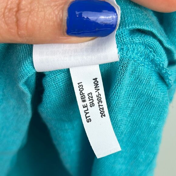 J.Crew 100% Linen Tee Shirt Turquoise Blue Short Cuffed Sleeves Breathable Top S - Picture 11 of 12